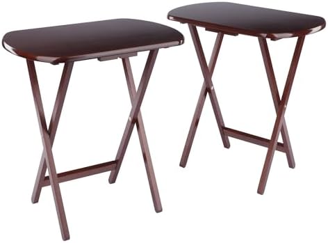 Winsome Corbett Set of 2 Oversized Foldable Snack Tables, Easy to Store Portable Fold Up Table Set for Kitchen, Living Room TV Dining, Crafts, Puzzles, Work from Home - Image 4