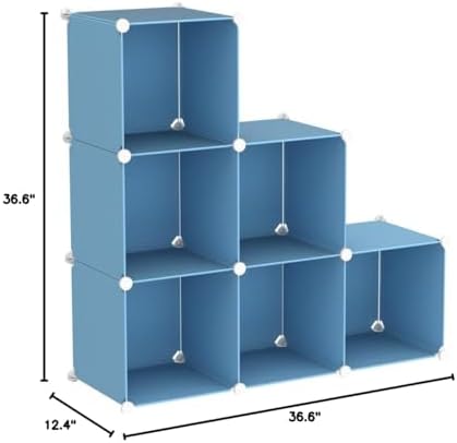 C&AHOME 6-Cube Storage Organizer Cube Shelf Closet Storage Bookcase, Blue - Image 3