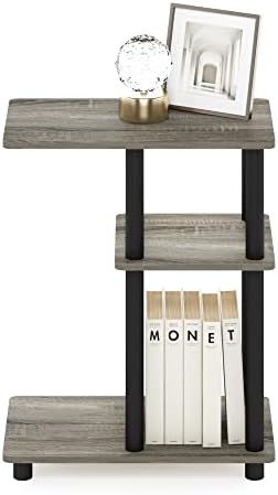 Furinno Turn-N-Tube Toolless C-Shape Side Table, 3-Tier, French Oak - Image 4