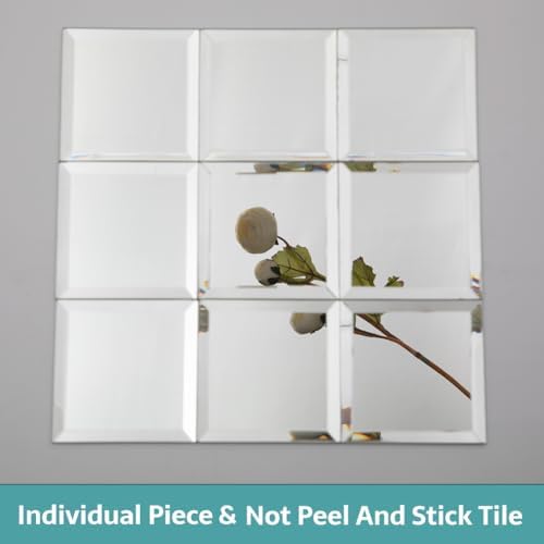 Beveled Mirror Tile, 4x4 Inch Mirror Square Tiles for Kitchen Backsplash Bathroom Shower Wall 46 Pcs, 5 SQ.FT - Image 3