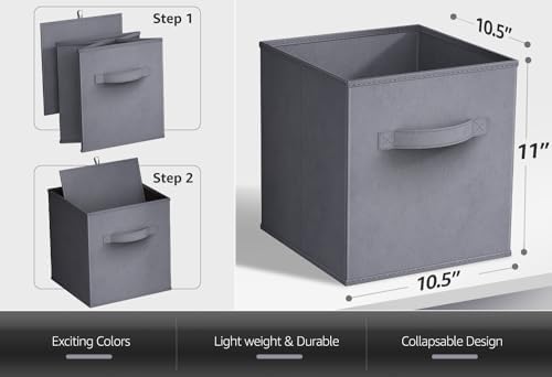 Sorbus Fabric Storage Cubes, 8 Pack, with Handles (11 Inch, Gray) - Image 5