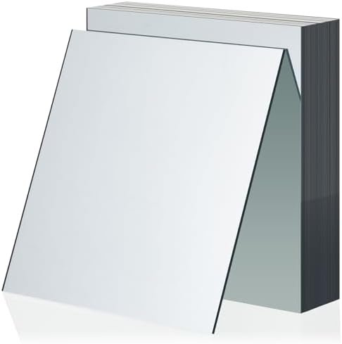 Soaoo 30 Pcs Square Glass Mirror Tiles 6 Inch Square Mirror Mosaic Panels Glass Tile Craft for DIY Crafts Projects Supplies Decoration Centerpieces Home Wall Table Ceiling Decor by Soaoo