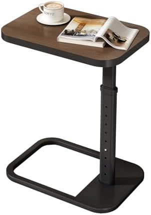 Kitstorack Adjustable Height C-Shaped End Table, 9-Level Side Table with Thickened Metal Rounded Edge, Couch Table Slides Under Sofa or Bed, Eating, Working, TV Tray Table for Small Spaces, Espresso by Kitstorack