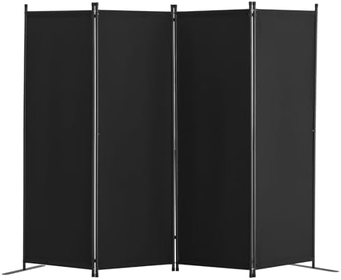 VEVOR Room Divider, 4 Panel Room Dividers and Folding Privacy Screens, Fabric Partition Room Dividers for Office, Bedroom, Dining Room, Study, Freestanding, Black by VEVOR