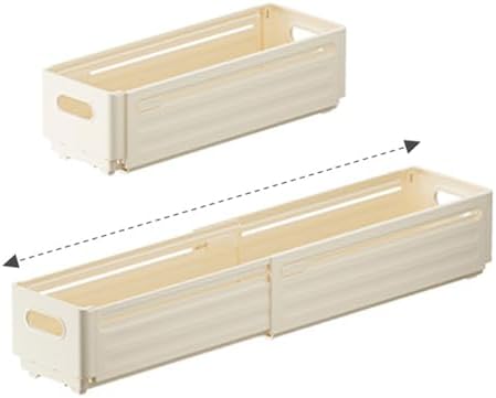 Foldable Storage Bins, 2 Pack Plastic Expandable Boxes for Organizing, Adjustable from 11-18.8" Drawer Organizers Separators Dividers for Bedroom Kitchen Utensils Tools Closet, Small by DEFRKO