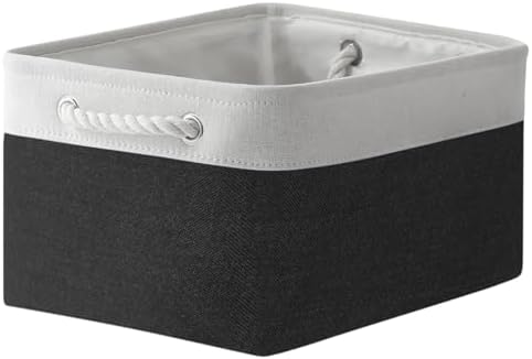 TheWarmHome Storage Bins for Shelves - 1 Pack 15.7x11.8x8.3 inch Canvas Storage Basket for Organizing Cubes Gift Dog Cloth Toy (White & Black) by TheWarmHome