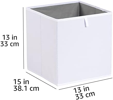 Amazon Basics Collapsible Cube Storage Organizer Bins, Closet Organizer Baskets for Shelves, Space-Saving, White, 13" x 15" x 13", 6-Pack - Image 5