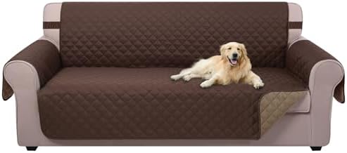 U-NICE HOME 4 Seater Sofa Cover 91''Large Couch Cover, Chocolate/Taupe by U-NICEHOME