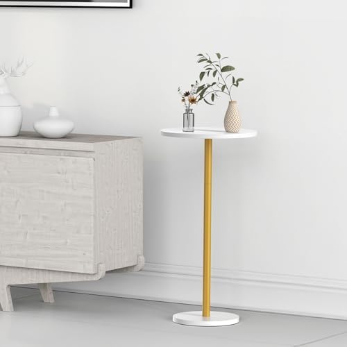 White Small Round Side Table Set of 2 Drink Tables - Image 2