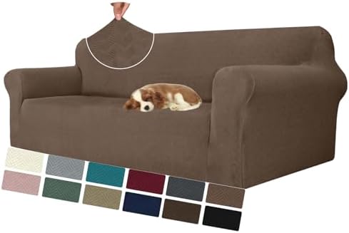 MAXIJIN Stretch Oversized Couch Covers for 3 Cushion Couch (91"-110"), 1-Piece Large Sofa Cover Slipcover Furniture Protector for Kids,Dogs (Extra Large, Diamond Pattern Brown) by MAXIJIN
