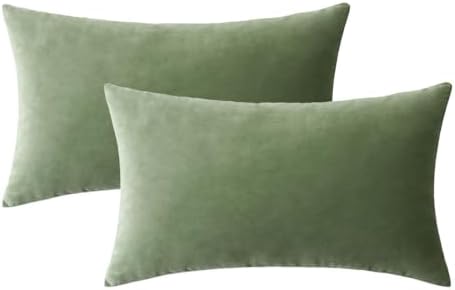 MIULEE 12x20 Inch Lumbar Velvet Throw Pillow Covers Sage Green - Image 6