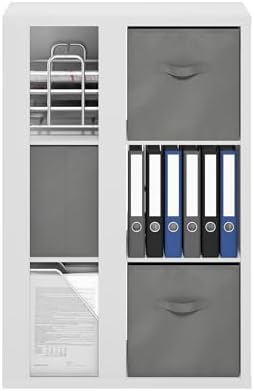 Furinno Viola Book Shelf, 3-Tier Bookshelf, Cube Storage Organizer Bookcase with Open Shelf, with Storage Bins, 13.6 x 29.3 x 43.8, for Living Room, Bedroom, Home Office, White/Light Grey - Image 5