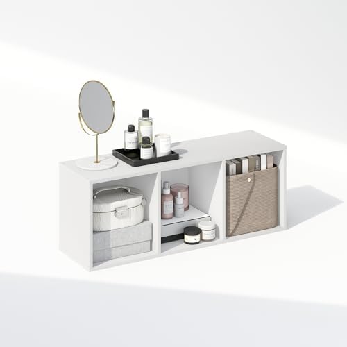 Furinno Reed Closet Organizers and Storage, 3-Tier Closet Organizer, Open Shelf Closet Storage, for Wardrobe, Bedroom, Living Room, White - Image 6