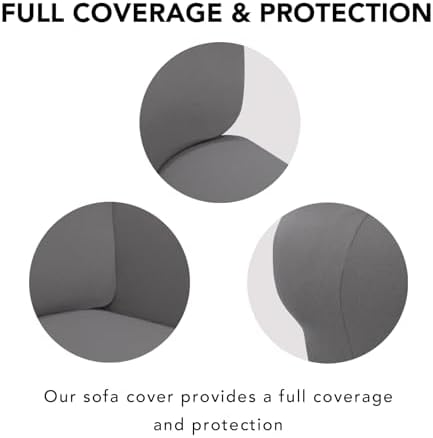 PureFit Super Stretch Sofa Slipcover – Spandex Non Slip Soft Couch Sofa Cover, Washable Furniture Protector with Non Skid Foam and Elastic Bottom for Kids, Pets (Oversized, Light Gray) - Image 4