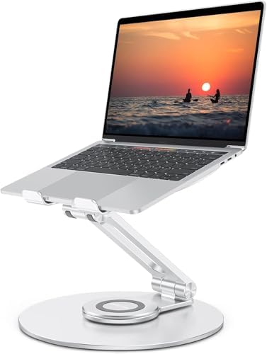 OMOTON Adjustable Laptop Stand for Desk 360° Rotating Base up to 17" Silver by OMOTON