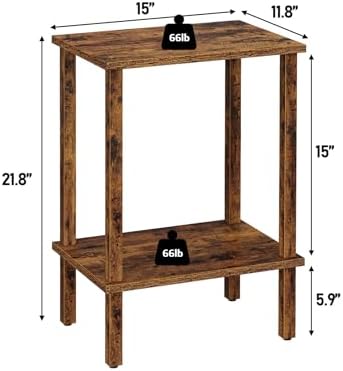 TUTOTAK End Table, Side Table, Nightstand, 2-Tier Storage Shelf - Image 2