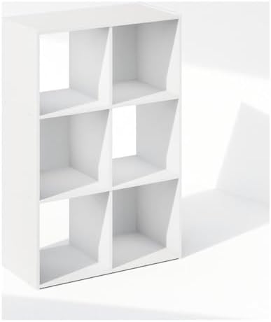 Furinno PELLI Book Shelf, 6-Cube Bookshelf, Cube Storage Organizer Bookcase, 11.7 x 23.7 x 35.4, for Living Room, Bedroom, Home Office, White by Furinno-FitsYourSpaceFitsYourBudget