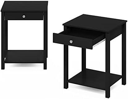 Furinno Classic Side Table with Drawer, 2 Pack, Americano - Image 6