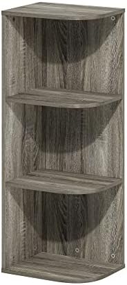 Furinno PASIR Book Shelf, 3-Tier Corner Bookshelf with Open Shelf, Standing Bookcase, 9.3 x 12 x 31.5 for Organization and Storage, for Living Room, Bedroom, Home Office, French Oak by Furinno-FitsYourSpaceFitsYourBudget