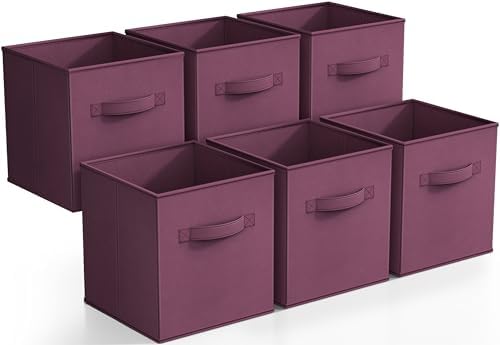 Sorbus Fabric Storage Cubes, 6-Pack Foldable Bins (11 Inch, Purple) by Sorbus