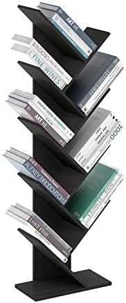 Furinno TREE Book Shelf, 9-Tier Bookshelf, Tree Bookcase with Angled Open Shelf, 8.4 x 15.7 x 50.9, Corner Shelf for Room Decor, for Living Room, Bedroom, Home Office, Espresso by Furinno-FitsYourSpaceFitsYourBudget