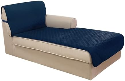 U-NICE HOME Sectional Couch Cover Chaise Lounge Cover, Navy/Taupe by U-NICEHOME