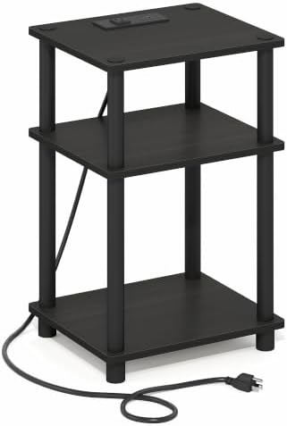 Furinno Just 3-Tier Night Stand with Charging Station, Black Espresso - Image 6