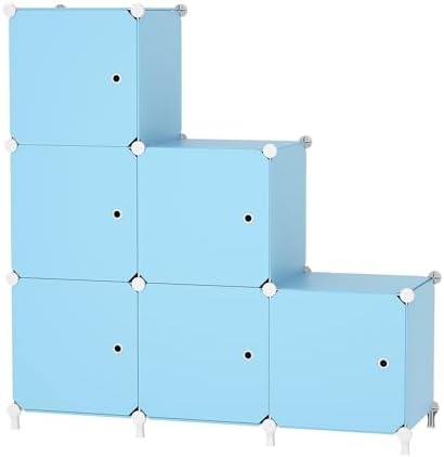 6Cube Storage Organizer Modular Stackable with Doors Blue by ATTDETJLbyATTDETJLHOME