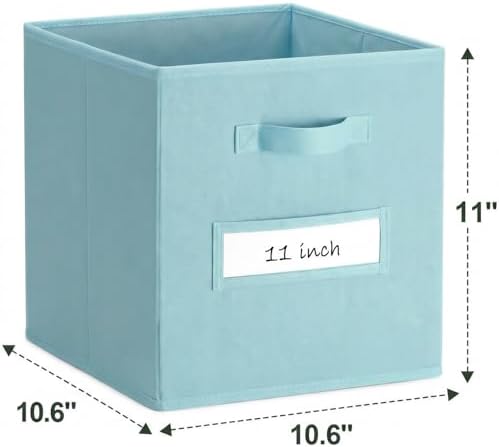 Storage Bins,11 Inch Cube Storage Bin with Labels,6pcs,Sky Blue - Image 3