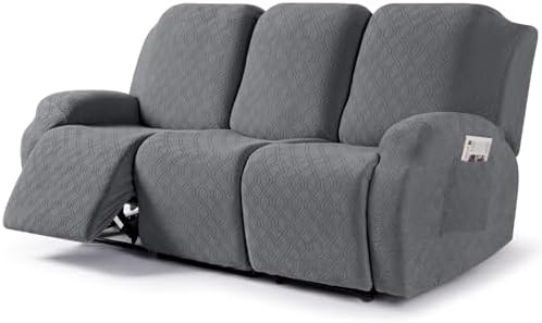 VANSOFY Stretch Recliner Couch Cover, Slipcover, Dark Gray, 3 Seater by VANSOFYFURNITURECOVERS