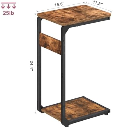 Wood Pedestal Small Sofa Side Table for Couch, C Shaped End Table ET-YB-BR1 - Image 3