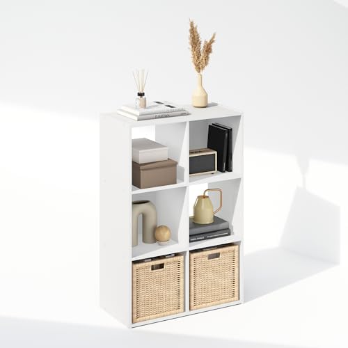 Furinno PELLI Book Shelf, 6-Cube Bookshelf, Cube Storage Organizer Bookcase, 11.7 x 23.7 x 35.4, for Living Room, Bedroom, Home Office, White - Image 5