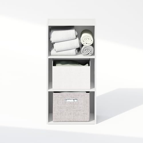 Furinno Reed Closet Organizers and Storage, 3-Tier Closet Organizer, Open Shelf Closet Storage, for Wardrobe, Bedroom, Living Room, White - Image 6