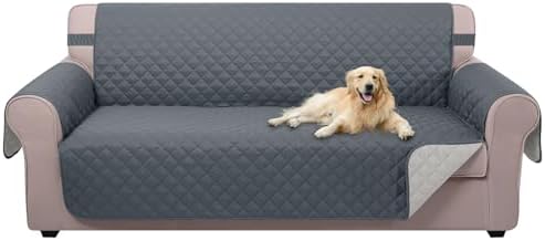 U-NICE HOME Large Sofa Cover Reversible Couch Cover, Dark Blue/Light Grey by U-NICEHOME