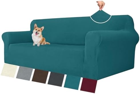 MAXIJIN Stretch Oversized Couch Covers for 3 Cushion Couch (91"-110"), 1-Piece Large Sofa Cover Slipcover Furniture Protector for Kids,Dogs (Extra Large, Diamond Pattern Blackish Green) by MAXIJIN