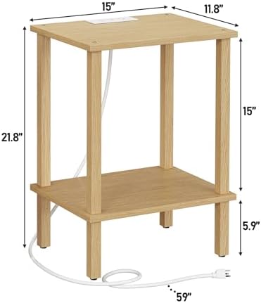 TUTOTAK End Table with Charging Station, Side Table Set of 2, Nightstand - Image 3