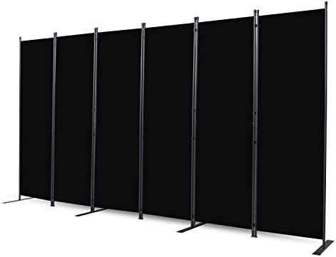 Room Divider, 6 Panel Folding Privacy Screens with Wider Feet, Black by CHOSENM