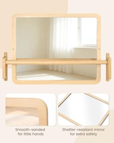 Montessori Mirror with Bar – Adjustable Baby Pull Up Bar, Anti-Rotation Design & Acrylic Safety Baby Mirror for Wall – Tummy Time, Pull to Stand Toys for Infant Toddler Nursery - Image 4