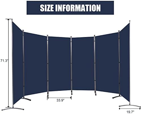 6 Panel Folding Room Divider, Sturdy Frame Freestanding Wall Divider - Image 6