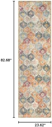 Lahome Moroccan Washable Kitchen Runner, 2x7 Runner Rug with Rubber Backing Non Slip, Vintage Hallway Rug Throw Carpet for Hallways Bedroom Laundry Room Entryway Elise, Cream/Multi - Image 2