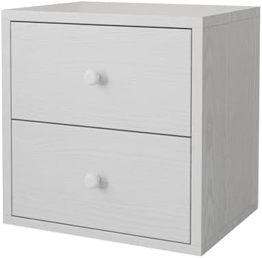 FUSUNBAO Magic DIY Cube Storage Organizer Stackable Cubes for Home Books Clothes Toy-Modular Cubby Storage System-Office Cubical-Bookcase Closet (Pure White-Washed, Drawer Cube) by FUSUNBAO