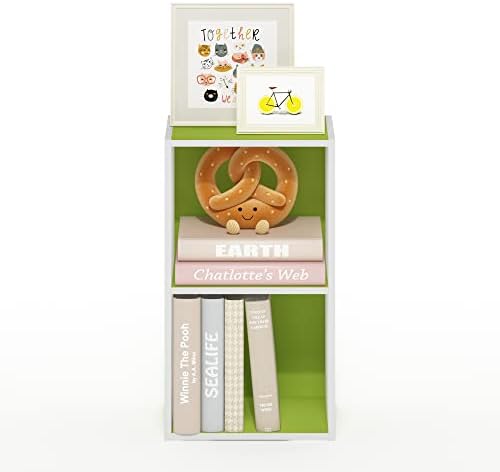 Furinno PASIR Book Shelf, 2-Tier Modern Bookshelf, Open Shelves Bookcase 9 x 12 x 21, Easy Assembly, for Living Room, Bedroom, Home Office, Green/White - Image 5