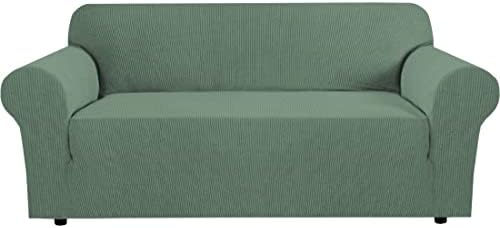 H.VERSAILTEX Stretch Couch Covers for Sofa 1 Piece Slipcovers for Couches and Sofas 3 Seater Couch Cover Feature Thick Checked Jacquard Fabric with Elastic Bottom, Sofa Large - Loden Frost by HVERSAILTEX