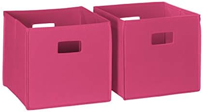 RiverRidge Folding Storage Bins with Handles Hot Pink Cube Storage Organizer for Closet, Bedroom & Playroom - Closet Organizers and Storage Set of 2 by RiverRidgeHome