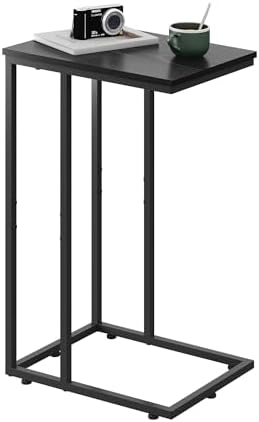WLIVE Black Side Table,C Shaped End Table for Bedroom, Home Office, Dorm, Living Room Couch Tables, C Shaped TV Tray Table, 2-Tier Side Tables by WLIVE