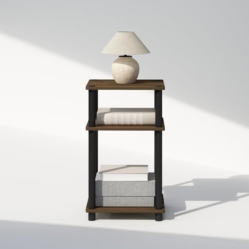 Furinno JUST Toolless 3-Tier Night Stand, Open Storage, Columbia Walnut - Image 5