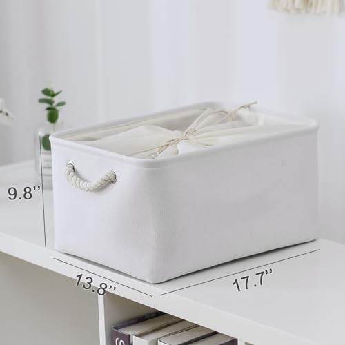 TheWarmHome Storage Basket for Gifts Empty - X Large - 3 Pack 17.7L×13.8W×9.8H in Collapsible Storage Bin for Shelves, Toy Box Storage for Gifts Book Laundry (White) - Image 5
