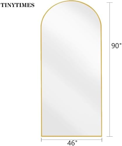 90''x46'' Oversized Full Length Mirrors, Arched Floor Mirror with Stand, Full Body Large Oversized Standing Mirror/Leaning/Hanging Wall Mounted for Living Room, Bedroom, Gold - Image 2