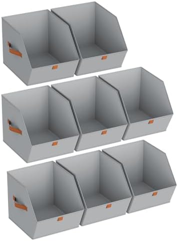 Homsorout Fabric Closet Storage Cubes - 8 Pack Square Storage Bins with Dual Handles for Clothes, Towels, Toys, Cube Storage Organizers for Bedroom, Nursery, Shelves, Closet, Small Spaces, Grey by Homsorout