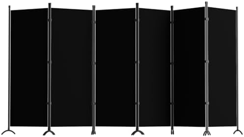 Room Divider 6-Panel Privacy Screen, Portable Screen Steel Frame with Hook&Loop for Home, Office, Classroom, Studio, Meeting (Black) by GREZJXC